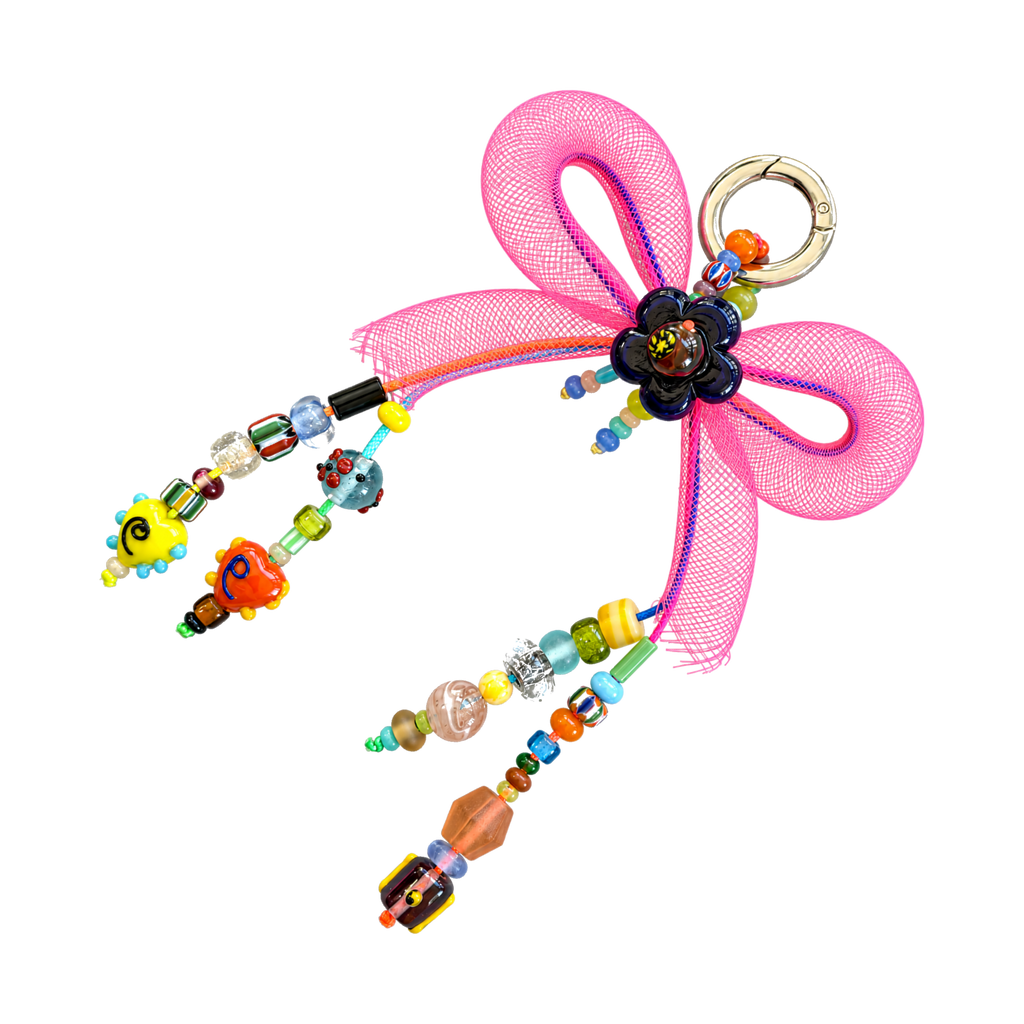 Kalesa Hot Pink Bow Charm angled view