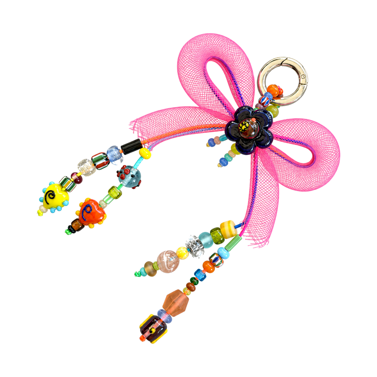 Kalesa Hot Pink Bow Charm angled view