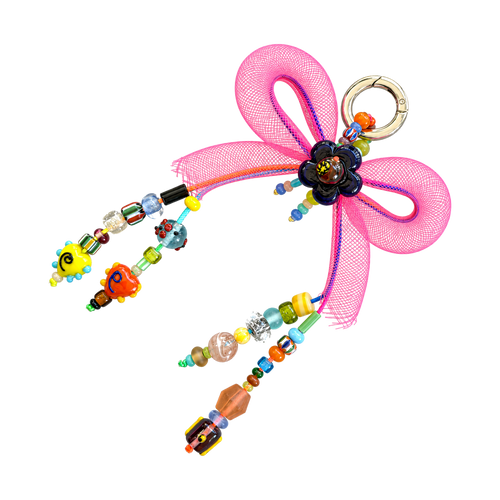 Kalesa Hot Pink Bow Charm angled view