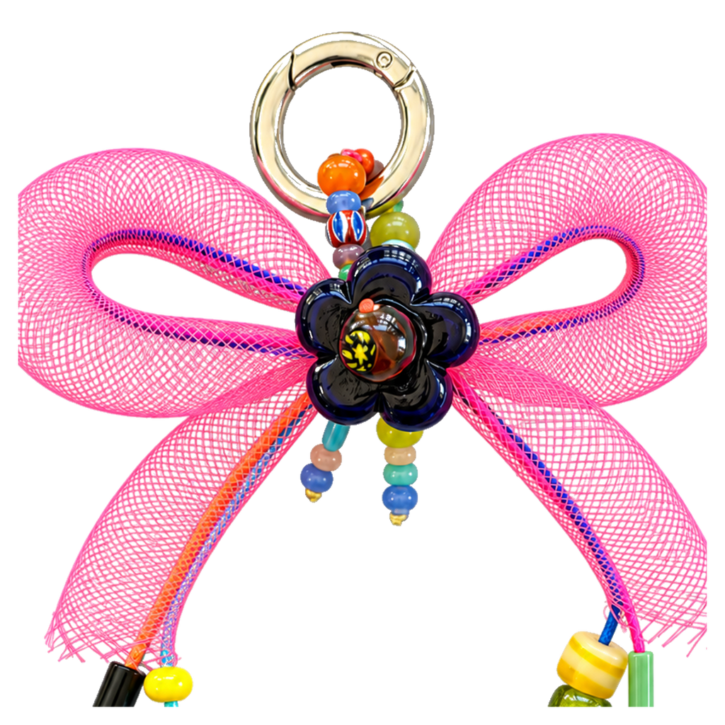 Kalesa Hot Pink Bow Charm bead and bow detail