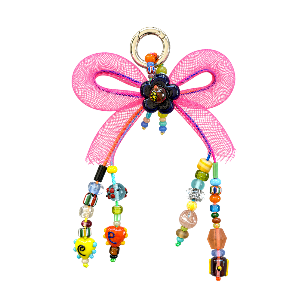 Kalesa Hot Pink Bow Charm front view