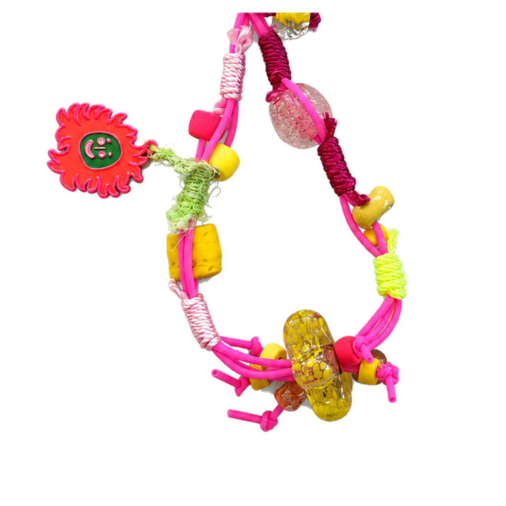 Kalesa Hot Pink Sun Charm Loop cord and bead detail
