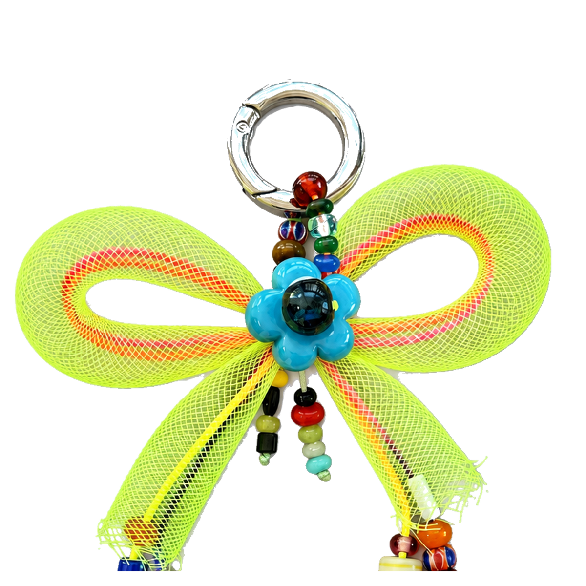 Kalesa Neon Lime Bow Charm bead and bow detail