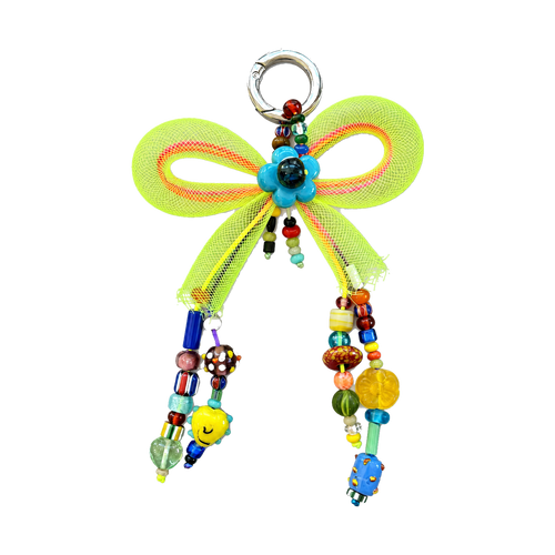 Kalesa Neon Lime Bow Charm front view