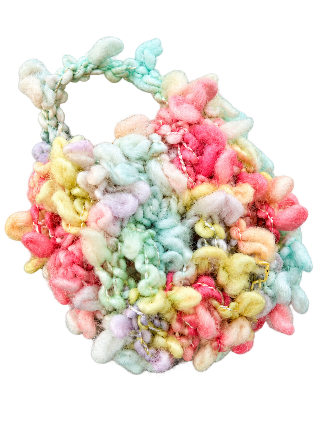 Kalesa Pastel Crochet Earbud Pouch on transparent background